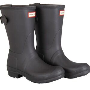 Hunter Women's Original Short Back Adjustable Rain Boot Black Size 10